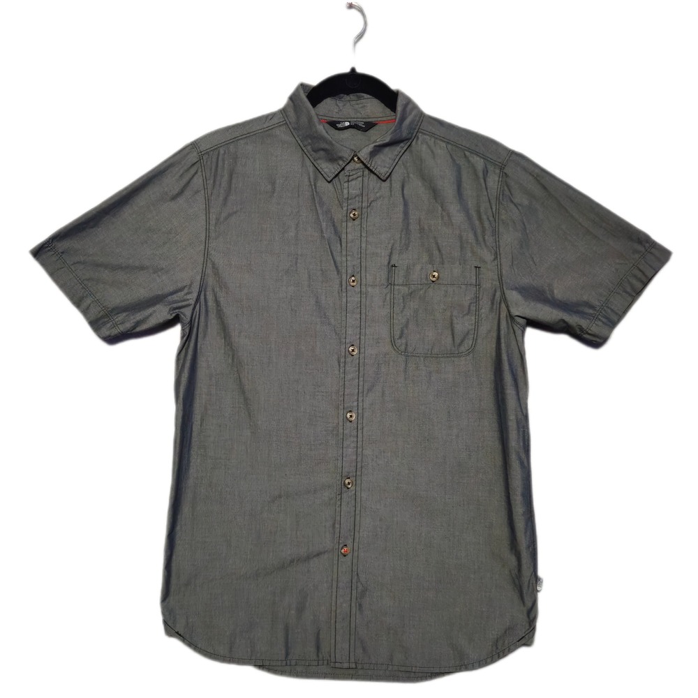 The North Face Button Down Shirt Mens Small Grey Short Sleeve NF0A33LU Pocket
